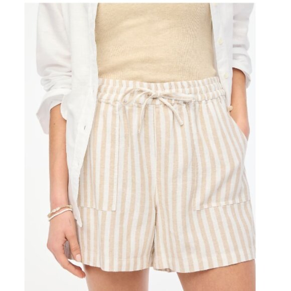 J.Crew Linen Blend Drawstring Shorts Side Front Pockets Sz Small Read - Picture 2 of 7